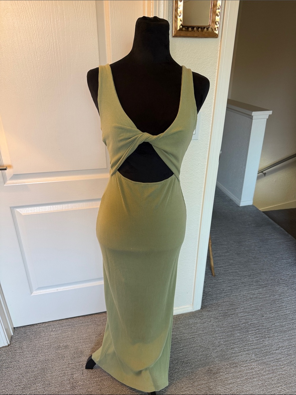 L*space Ribbed Twist Front Cutout Maxi Dress in Olive